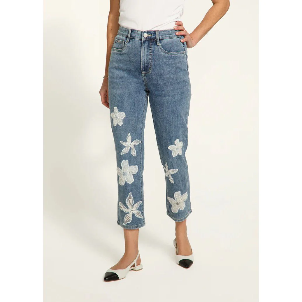 FDJ French Dressing Suzanne Floral Embroidery Pencil Crop Jean - Image 2