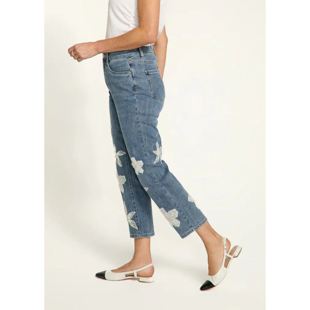 FDJ French Dressing Suzanne Floral Embroidery Pencil Crop Jean - Image 3