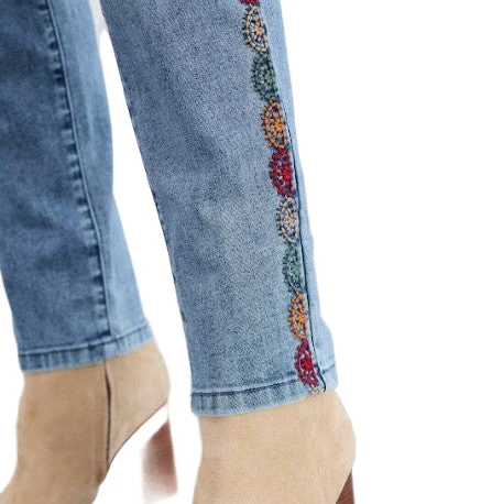 FDJ French Dressing Multi Color Embroidered Side Detail Pull-On Pencil Ankle (2281669) (Med Wash) - Image 2