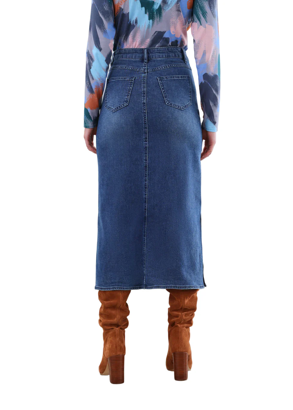 FDJ French Dressing Column Skirt with Side Slits (6981843)(Dark Wash) - Image 2