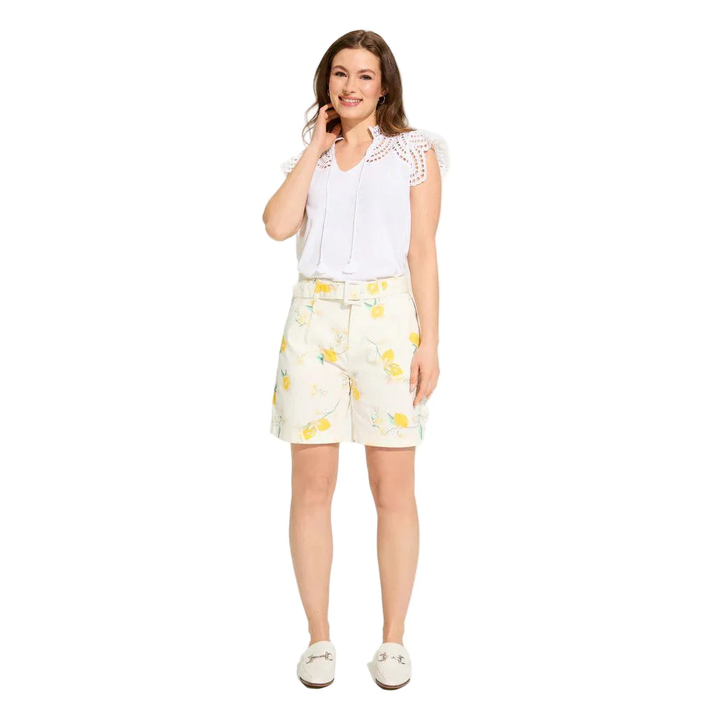 FDJ French Dressing White Flutter Sleeve Placed Eyelet Top - Image 3