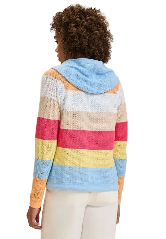 FDJ French Dressing Wide Striped Pointelle Hooded Cardigan (MULTI) - Image 2