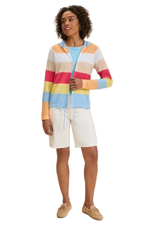 FDJ French Dressing Wide Striped Pointelle Hooded Cardigan (MULTI) - Image 3