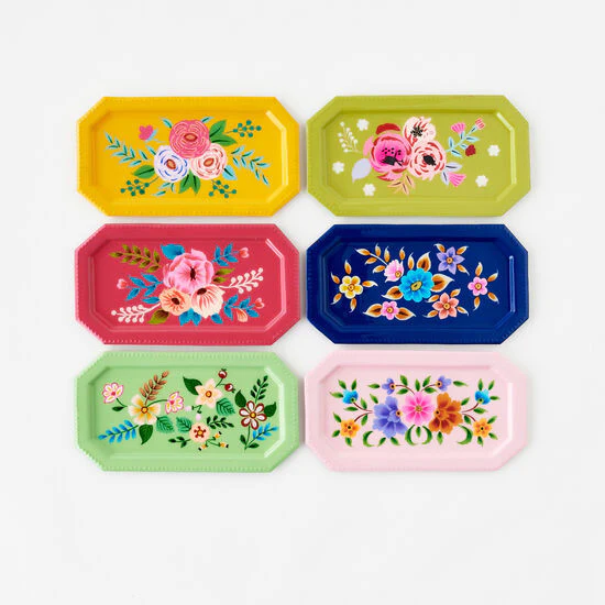 Festive Hand Painted Floral Tray (6 Colors)(IN0293)