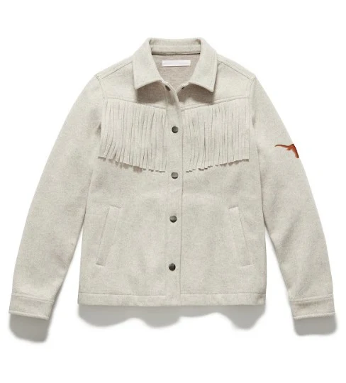 Texas Longhorn Flag & Anthem Ladies Arley Fringed Jacket (101-OW6029W) (Cream) - Image 2