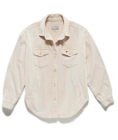 Texas Longhorn Flag & Anthem Ladies Cayce Corduroy Shirt Jacket (101-OW6019W)(Cream) - Image 2