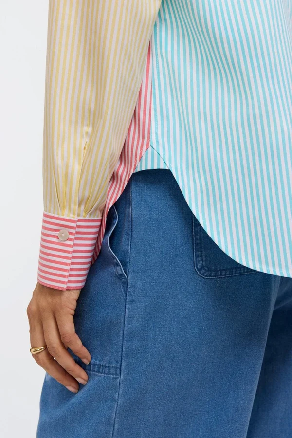 Foxcroft Meghan No Iron Pinpoint Mixed Stripes Long Sleeve Shirt (205393) - Image 4