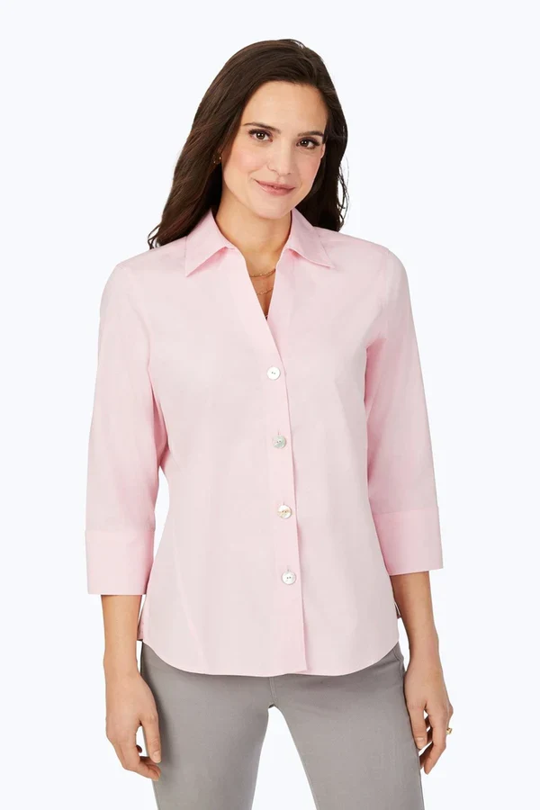 Foxcroft Paityn Essential Shirt (158998) (Chambray Pink) - Image 2
