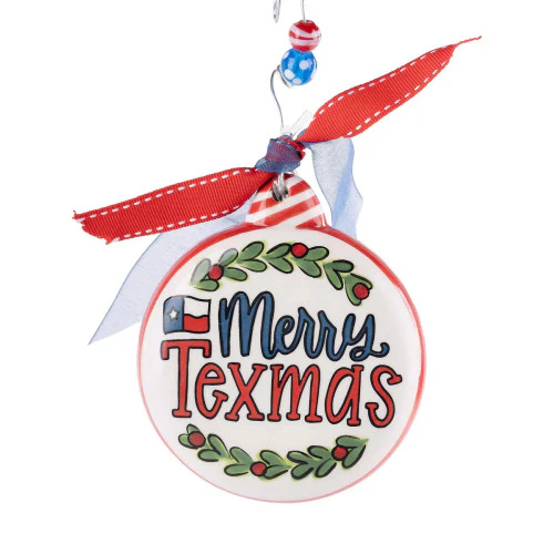Glory Haus Ceramic Texas Flag Wreath Puff Ornament - Image 3
