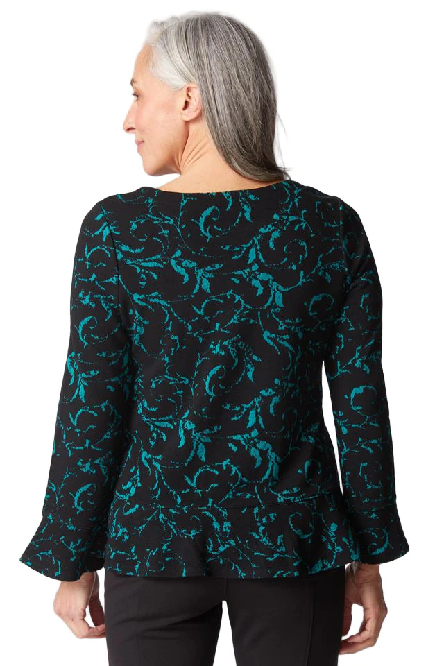Habitat Everglade Jacquard Scroll Peplum Pullover Top (65900) - Image 2