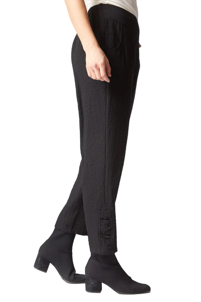 Habitat Express Ruched Solid Black Ankle Pant - Image 2