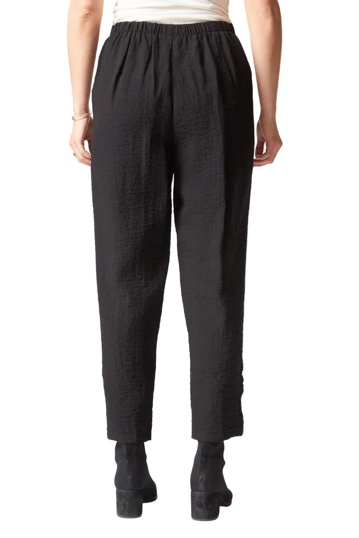 Habitat Express Ruched Solid Black Ankle Pant - Image 3
