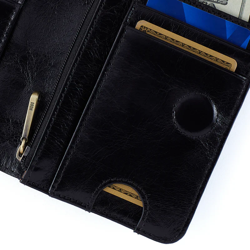 HOBO Jill Polished Leather Bifold Wallet (Black) - Image 2