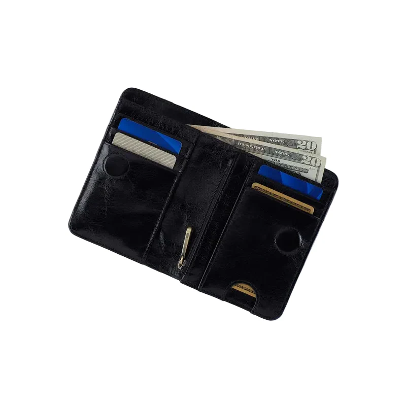 HOBO Jill Polished Leather Bifold Wallet (Black) - Image 3