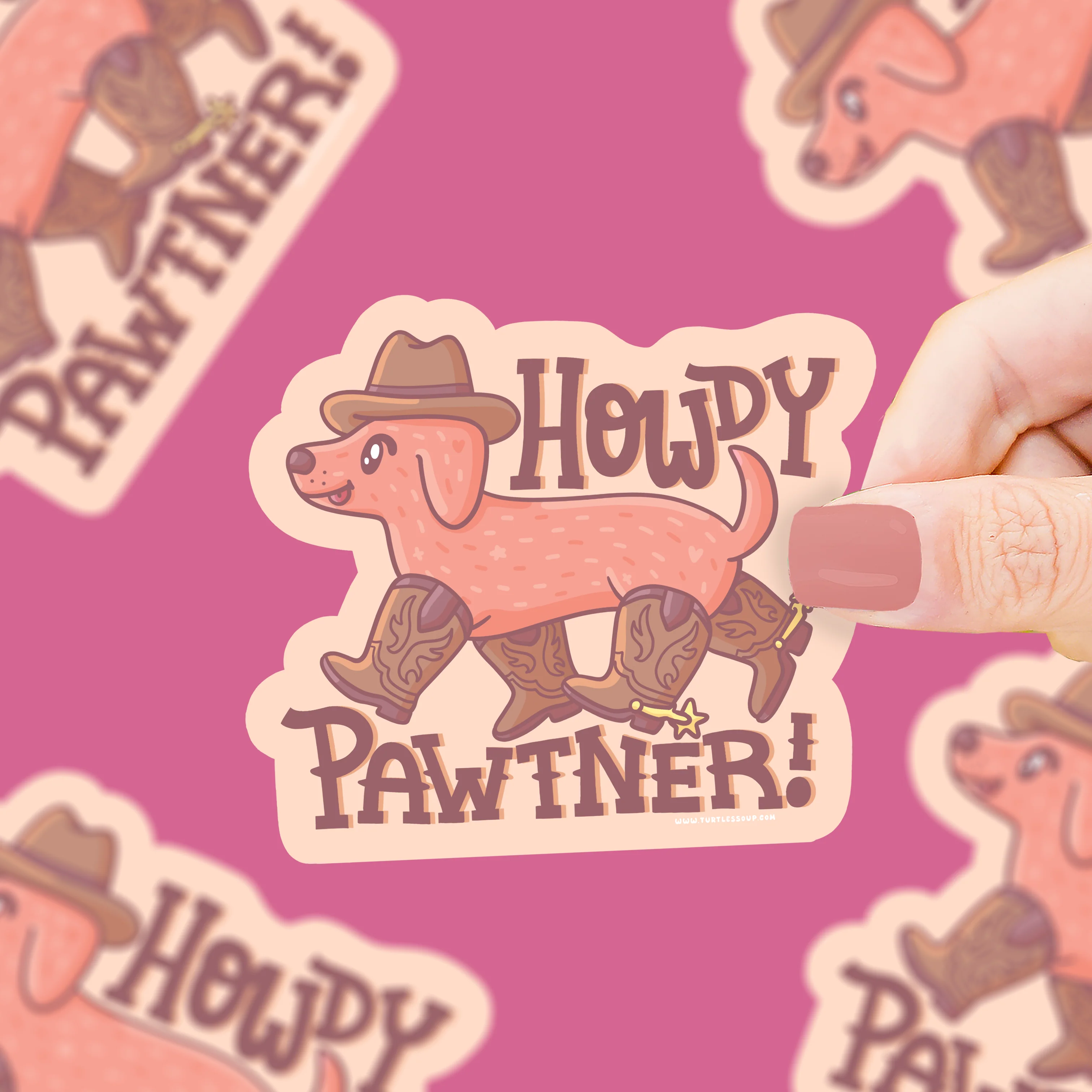 Howdy Paw-tner Cowboy Dog Sticker