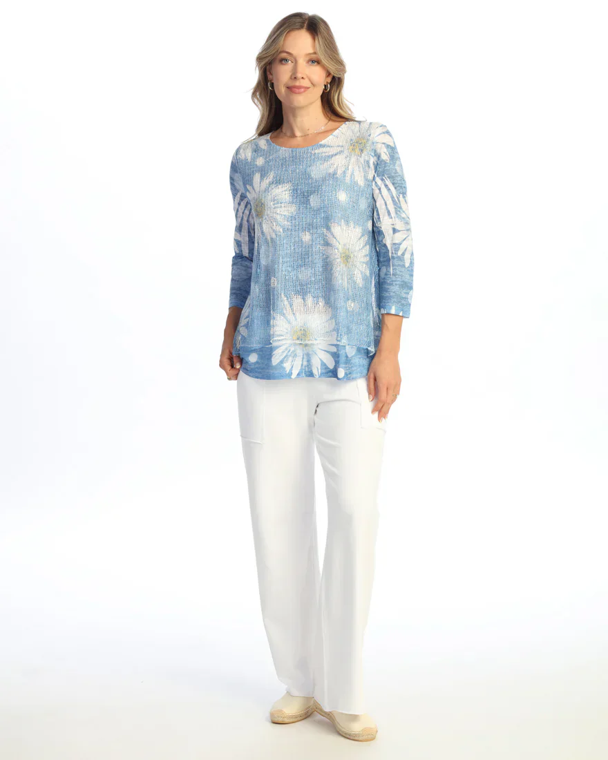 Jess & Jane Boucle Sublimated Mesh Daisy Pop Top (BC4-2216) - Image 2