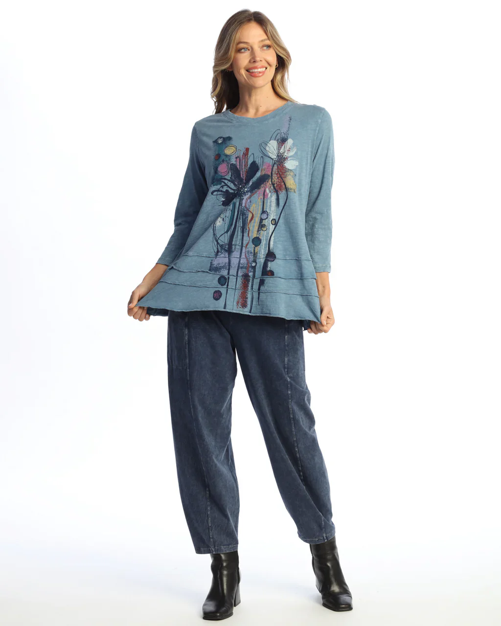 Jess & Jane Lillian Ruffle Layer Hem Tunic (M66-2153) - Image 2