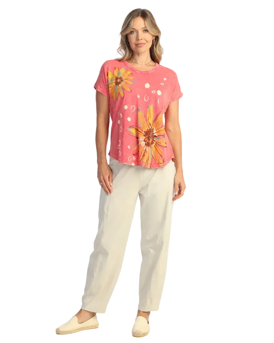 Jess & Jane Joyful Mineral Cotton Slub Short Sleeve Top (M91-2200)(Raspberry) - Image 2