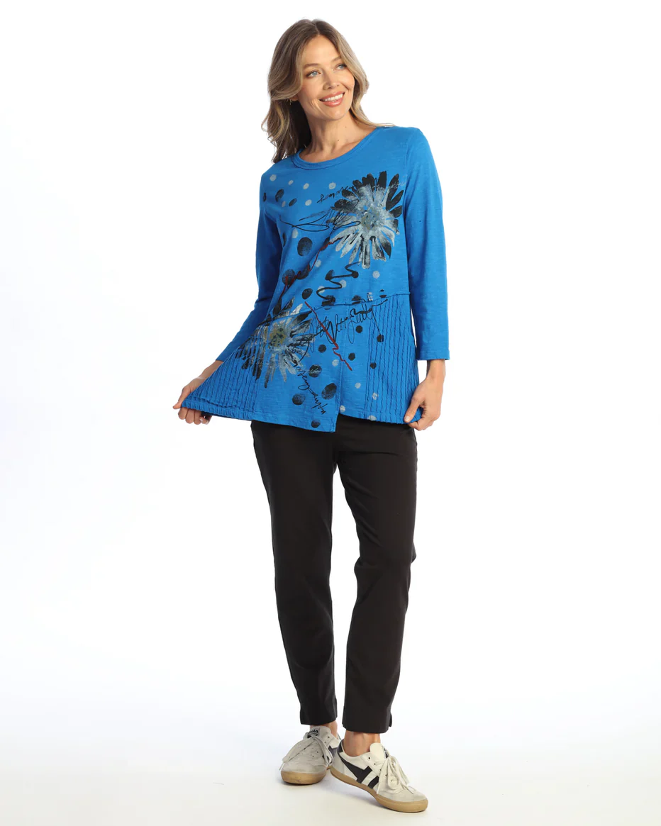Jess & Jane Retro Wave Knit Contrast Pocket Tunic (Royal) (M101-2101) - Image 2