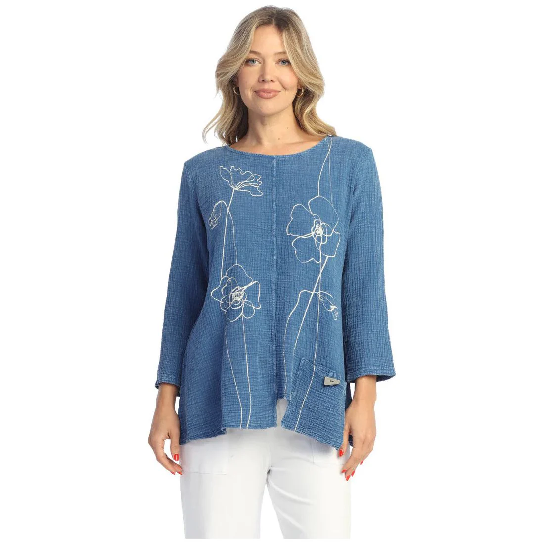 Jess & Jane Sketch Mineral Washed Gauze Pocket Tunic (M108-2033)