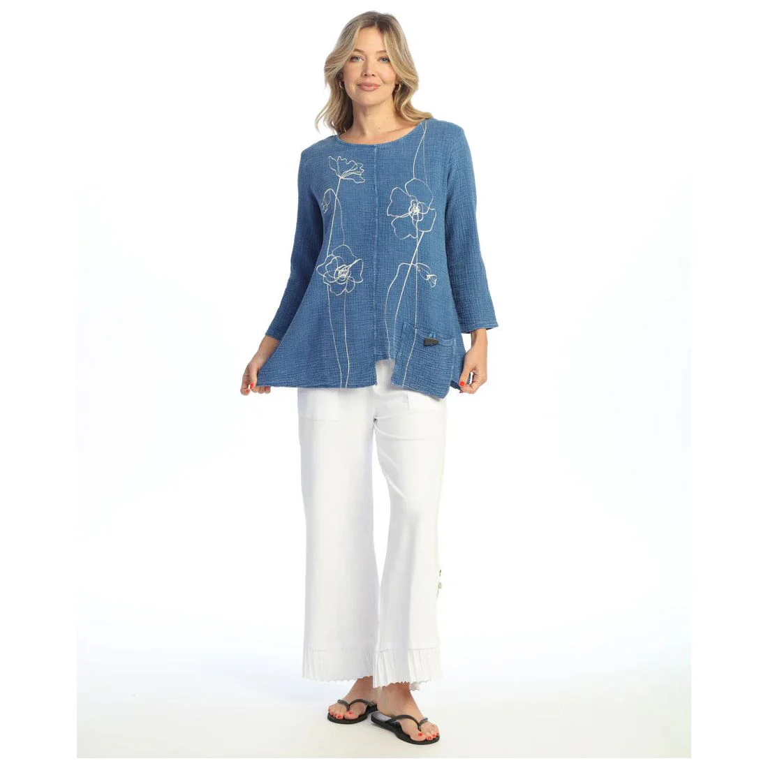 Jess & Jane Sketch Mineral Washed Gauze Pocket Tunic (M108-2033) - Image 2