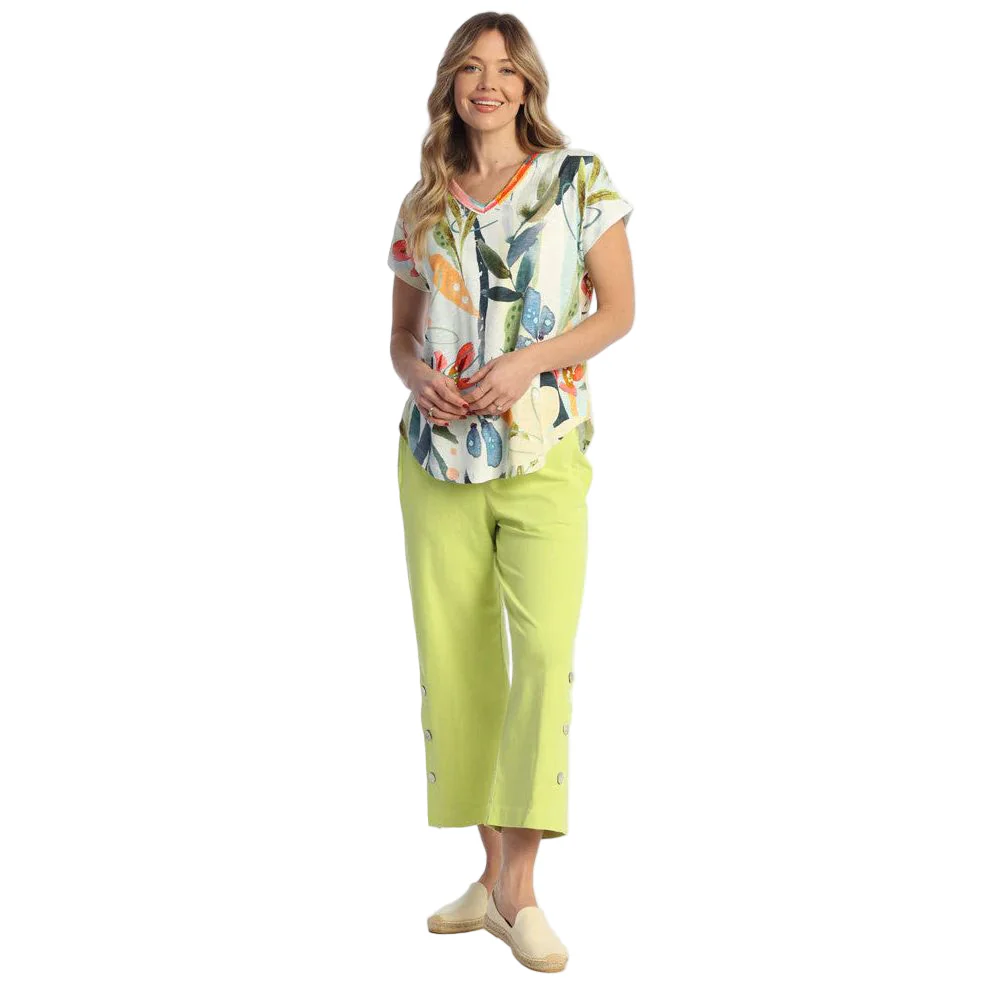 Jess & Jane Weekend Jersey Pants with Pockets & Side Buttons (3 Colors) (WK13) - Image 3