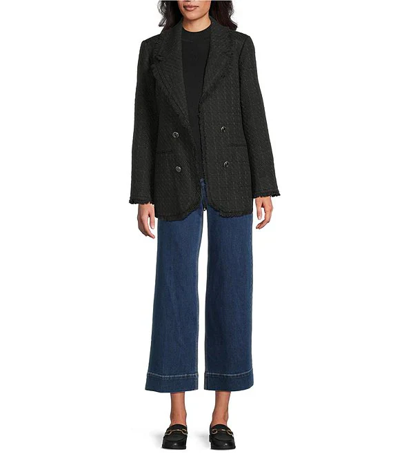 John Mark Black Tweed Open Front Jacket - Image 3