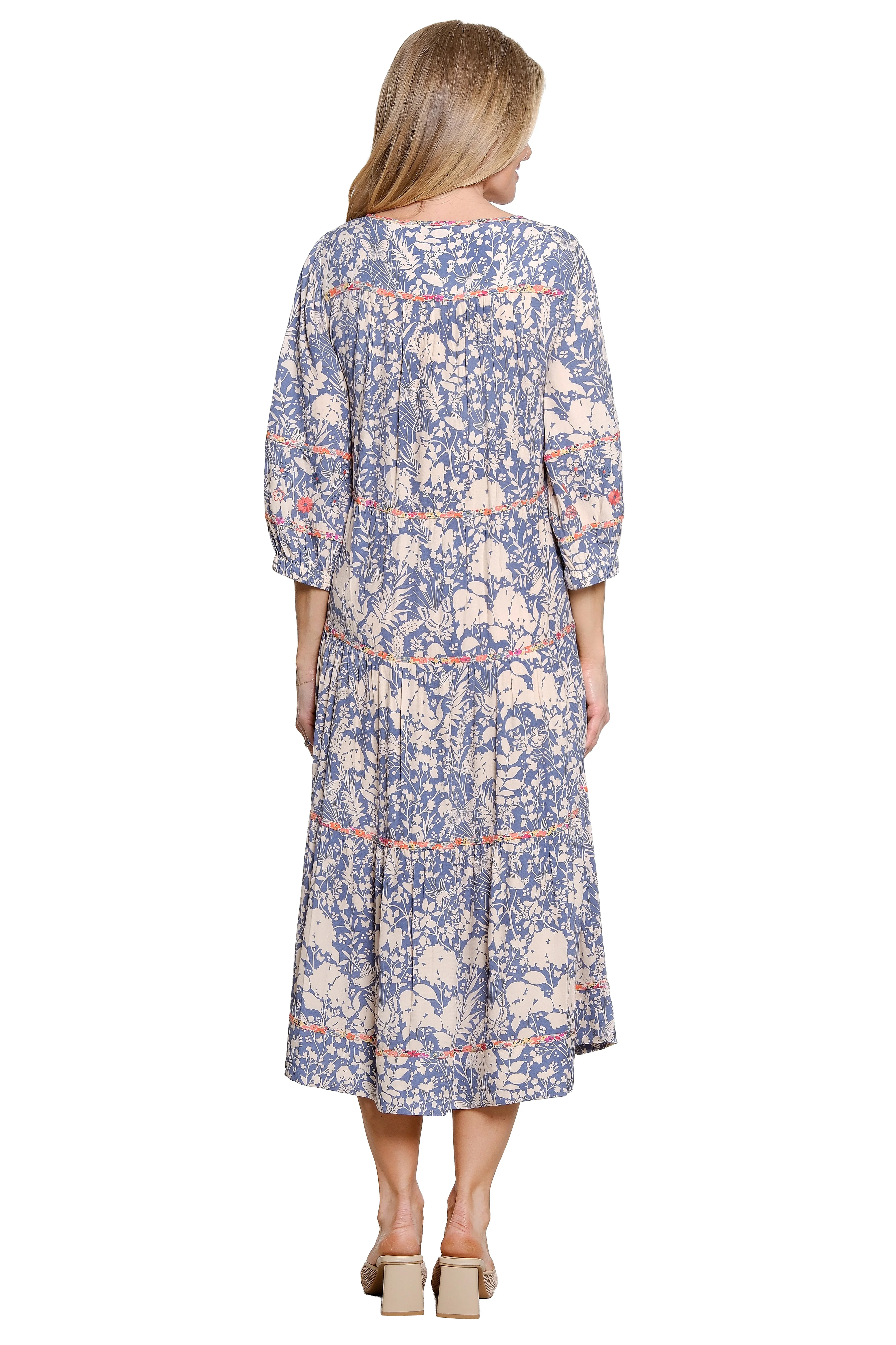 John Mark Floral Print Tiered Dress(J16355DM)(Blue/Floral) - Image 2