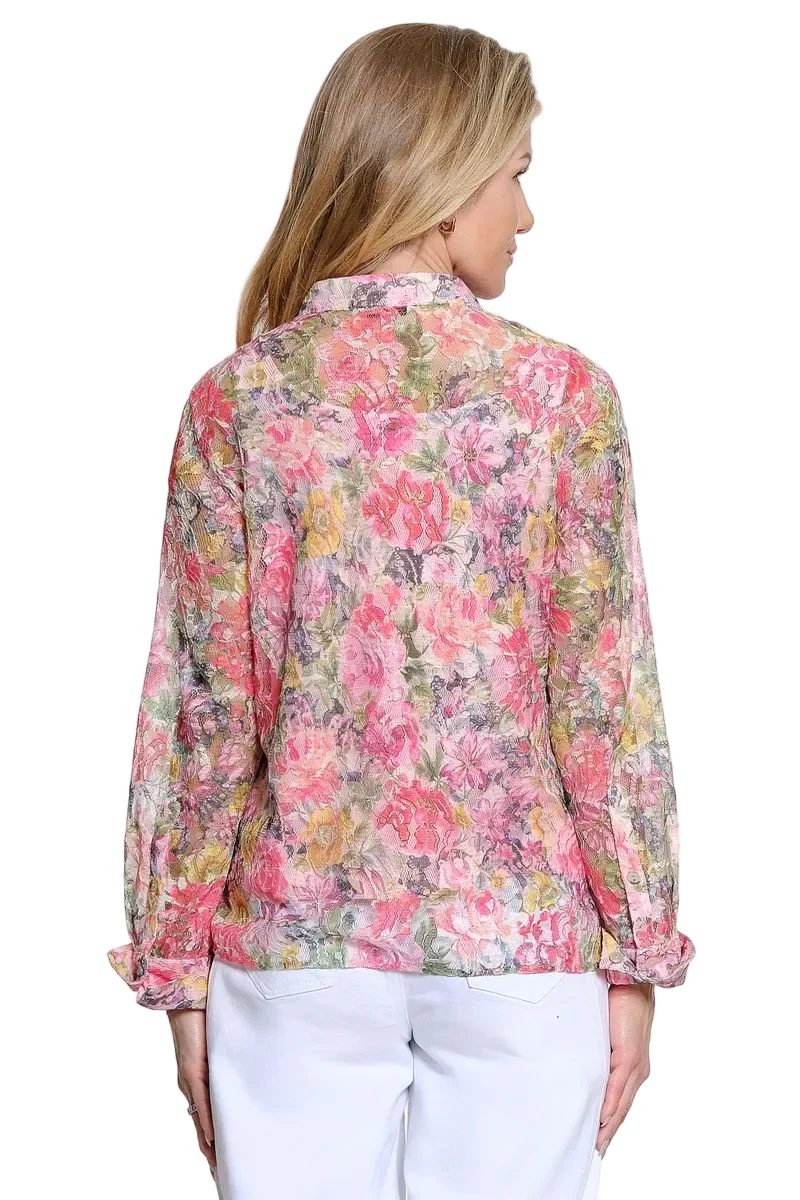 John Mark Abstract Floral Lace Blouse with Tank(J16347BM)(Multi) - Image 2