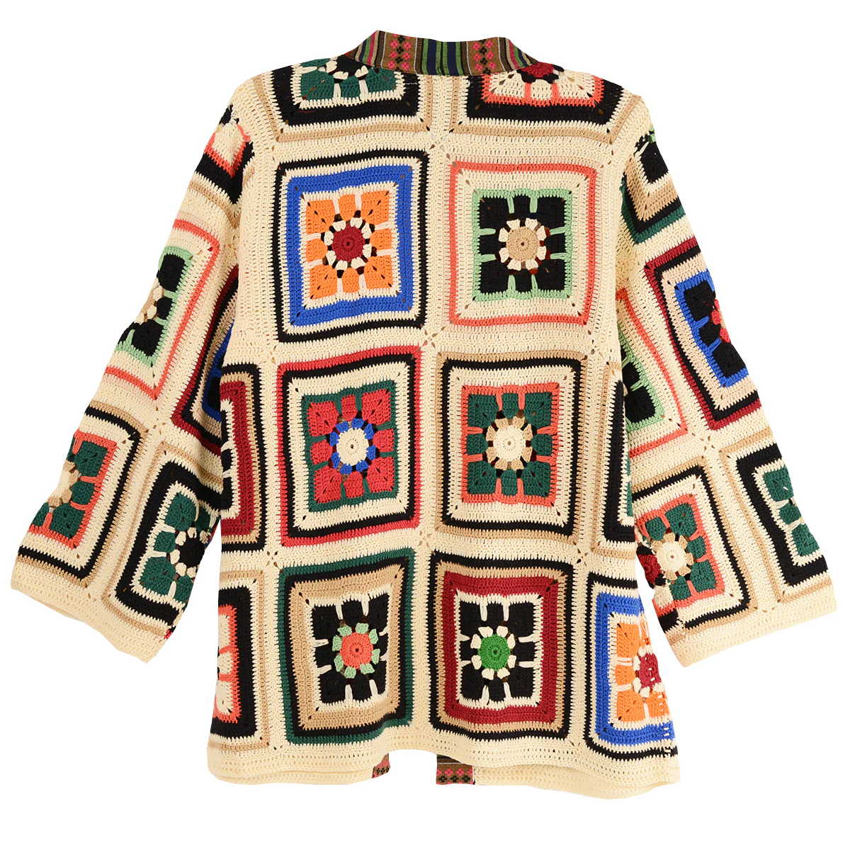 John Mark Granny Square Vintage Crochet Open Front Cardigan Sweater - Image 2