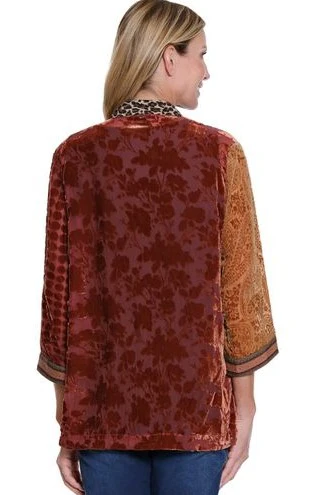 John Mark Mix Print Burnout Rhinestone Detail Kimono (J35454J) - Image 2