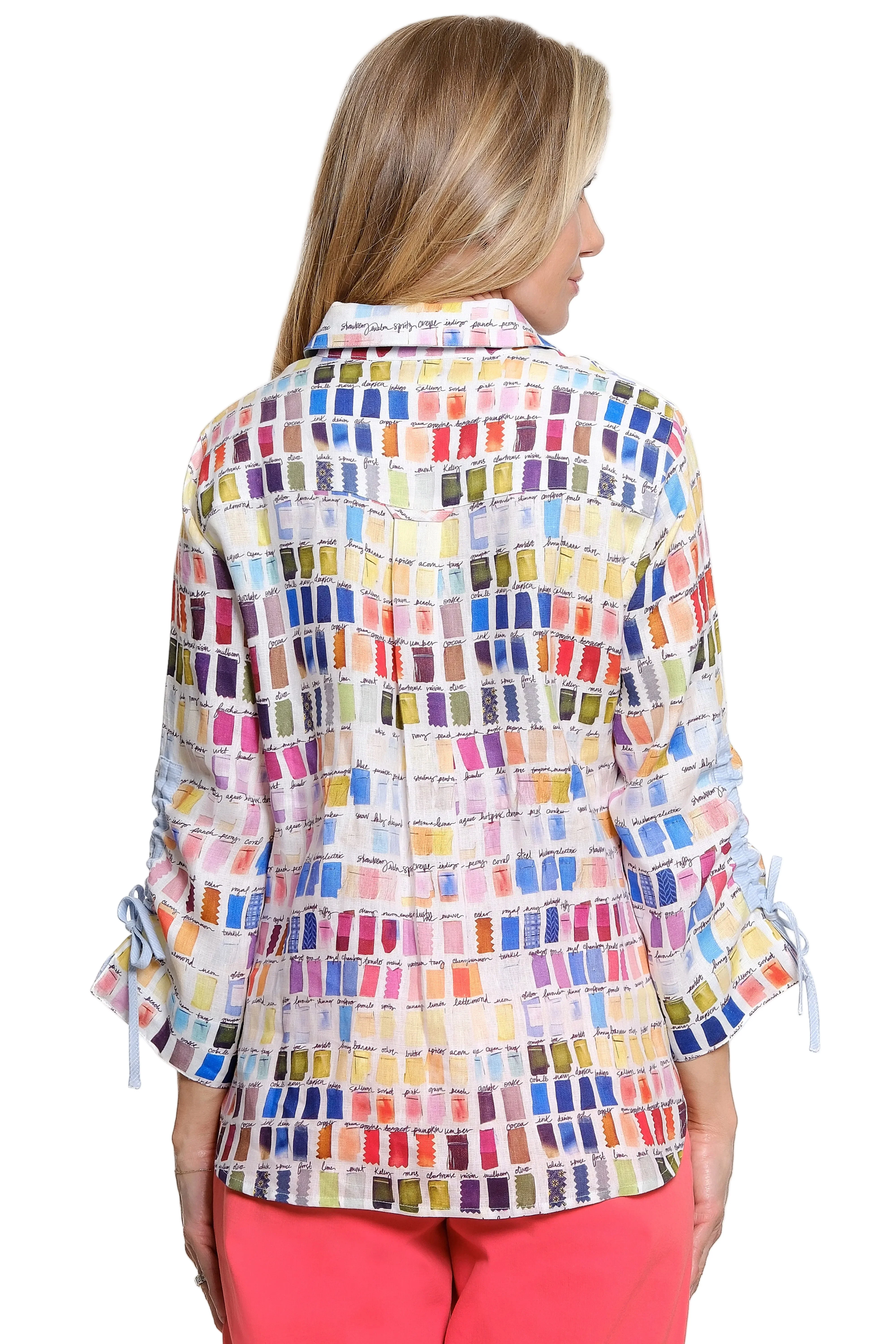 John Mark Swatch Print Linen Blouse (J26438BM) - Image 2