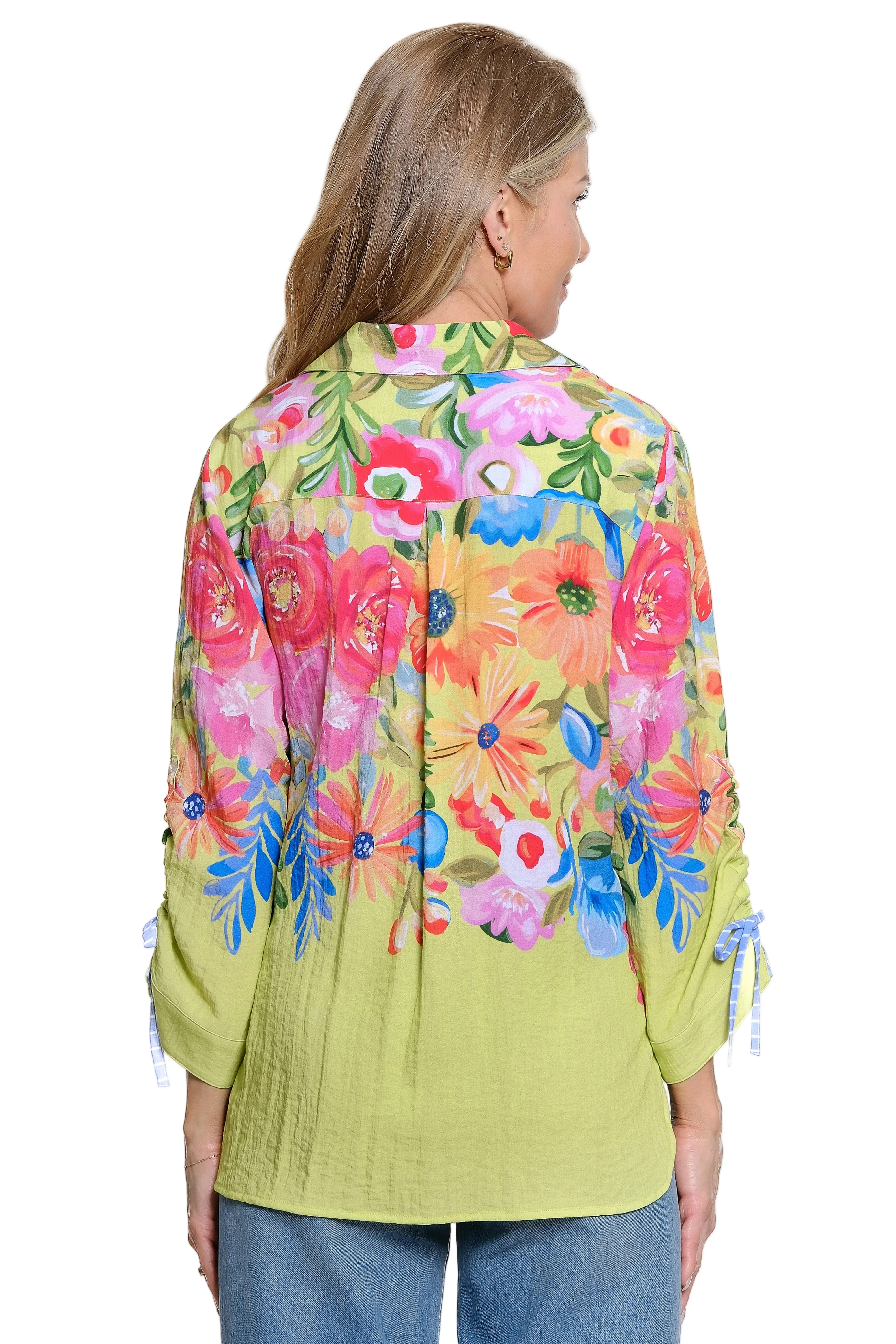 John Mark Multi Floral Tunic with Cinch Sleeves (J26432TM) - Image 2