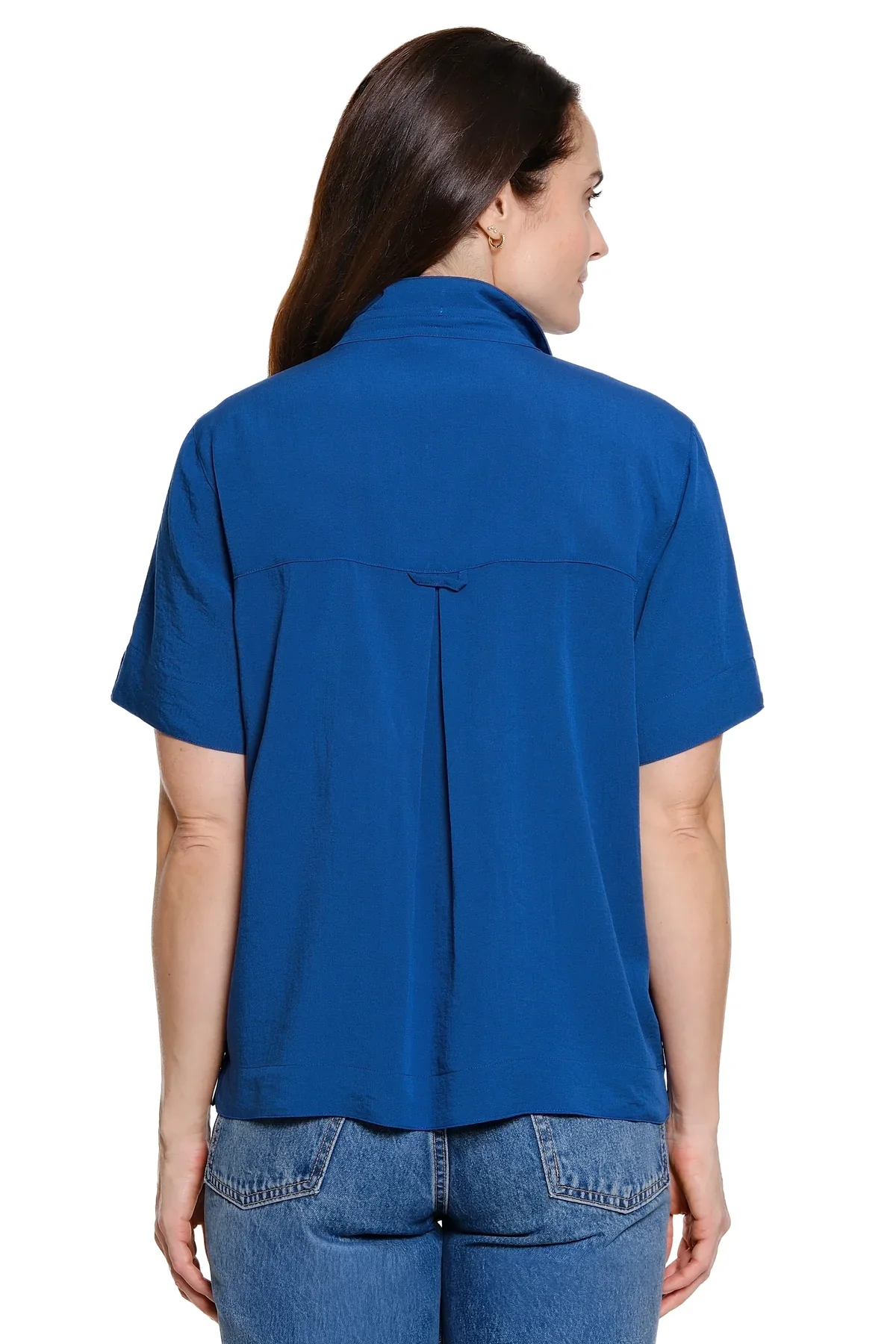 John Mark Solid Short Sleeve Blouse (J56130BM)(Navy) - Image 2