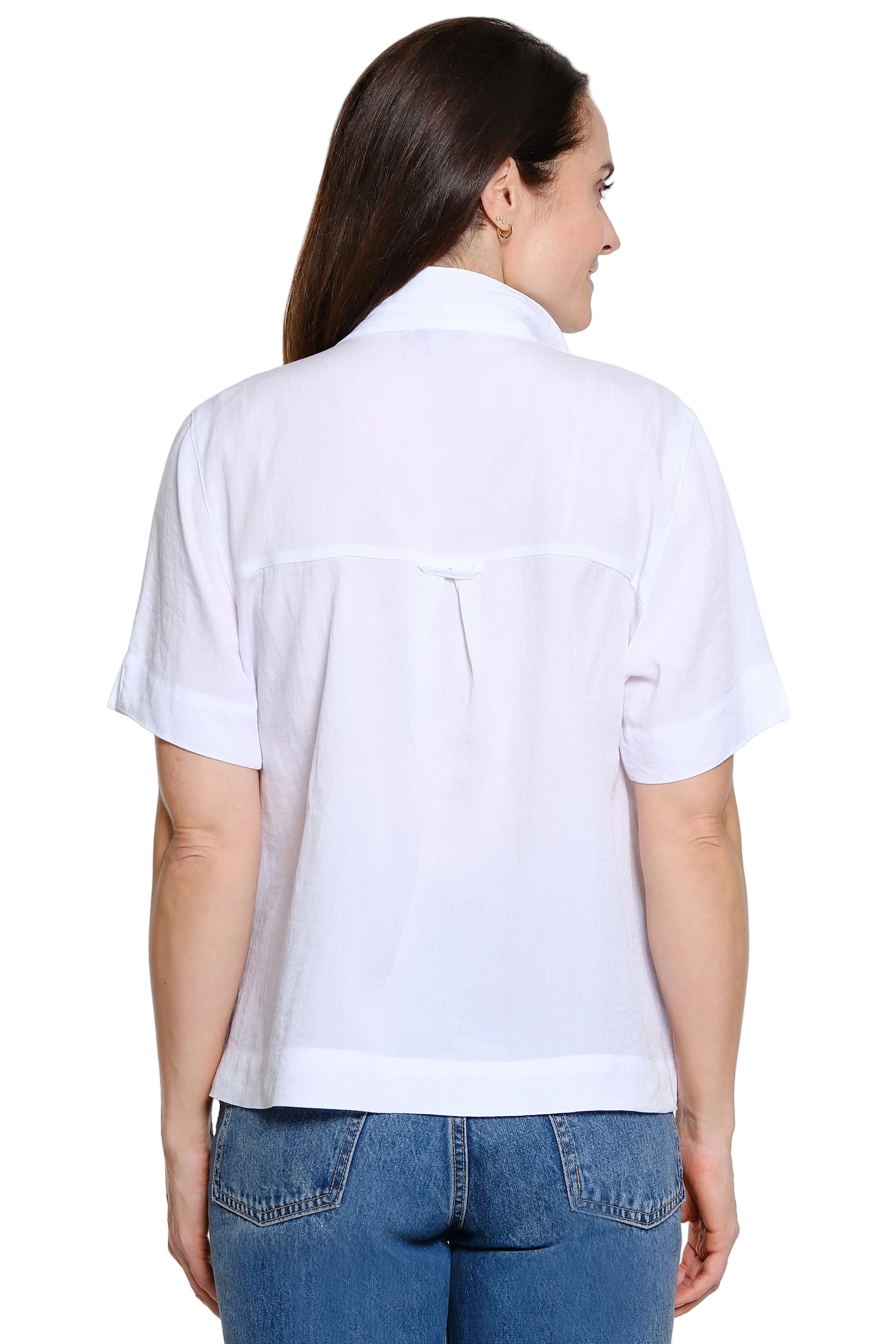 John Mark Solid Short Sleeve Blouse (J56130BM) (White) - Image 2