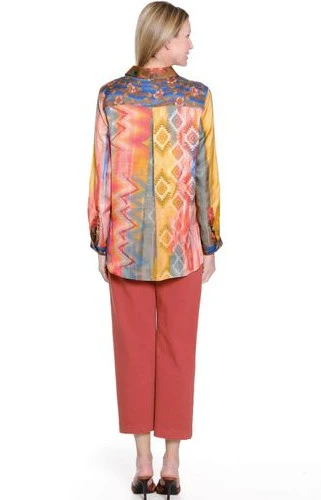 John Mark Wide Leg Pintuck Detail & Pockets Red Clay Pants (J35465PM) - Image 2