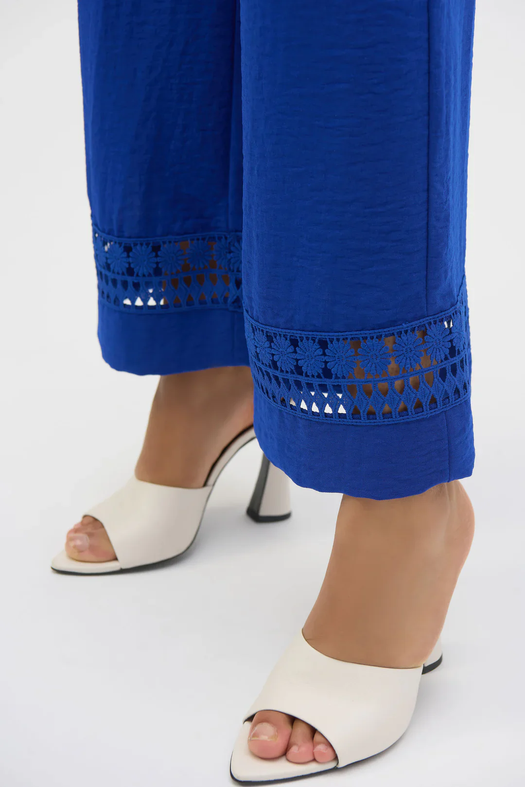 Joseph Ribkoff Gauze Drawstring Pant with Cut Out Lace Detail (Royal) (252110) - Image 2