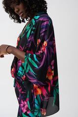 Joseph Ribkoff V-Neck Wrap Pullover (251127)(Black Multi) - Image 2