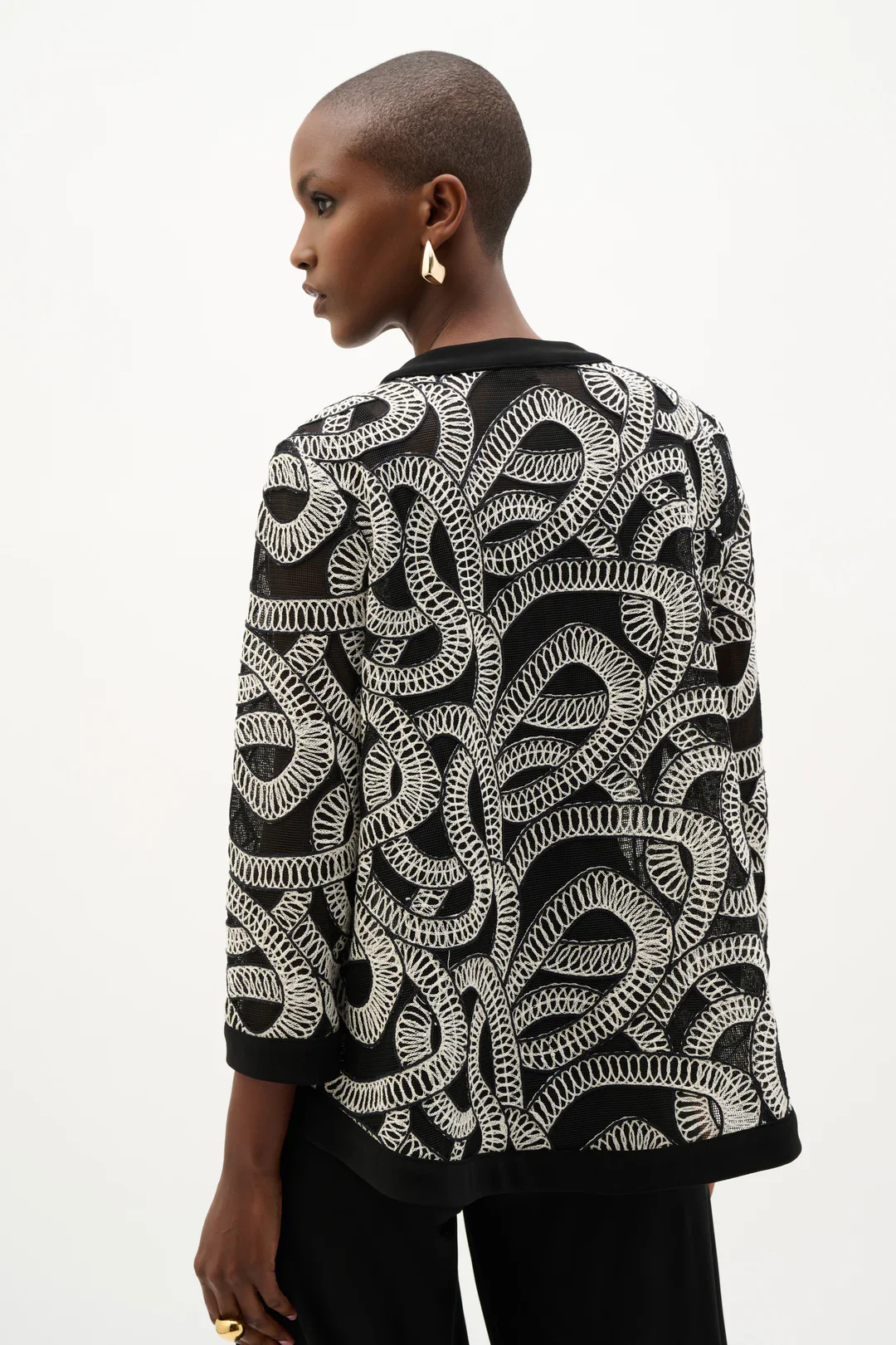 Joseph Ribkoff Abstract Print Swing Jacket (262207)(Black Off -White) - Image 2