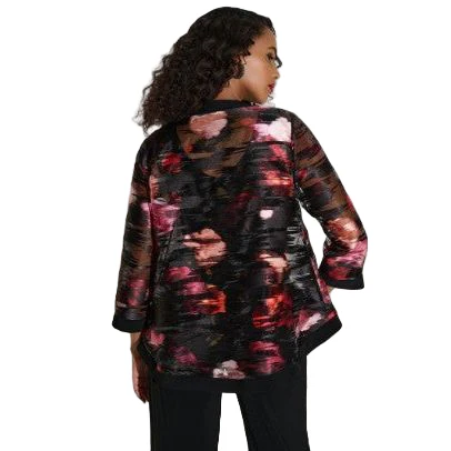 Joseph Ribkoff Burnout Floral Print Black Jacket (253792) - Image 2