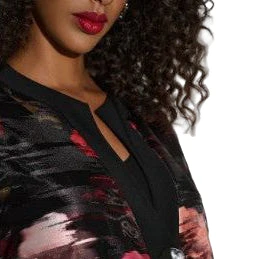 Joseph Ribkoff Burnout Floral Print Black Jacket (253792) - Image 3