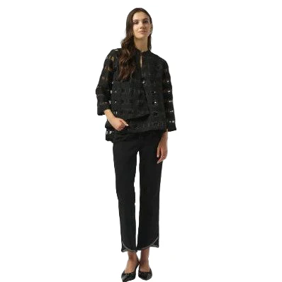 Joseph Ribkoff Burnout Grid Jacket (253199)(Black) - Image 4