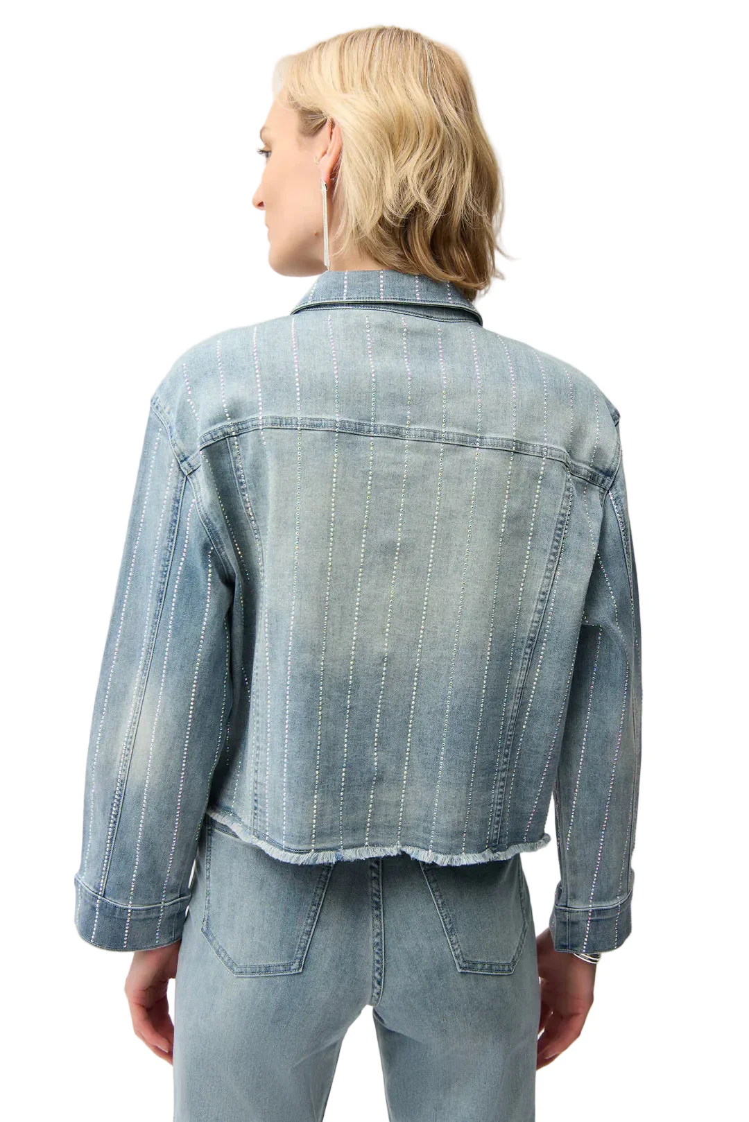 Joseph Ribkoff Denim Jacket With Rhinestones ( 261958)(Light Blue Denim) - Image 2