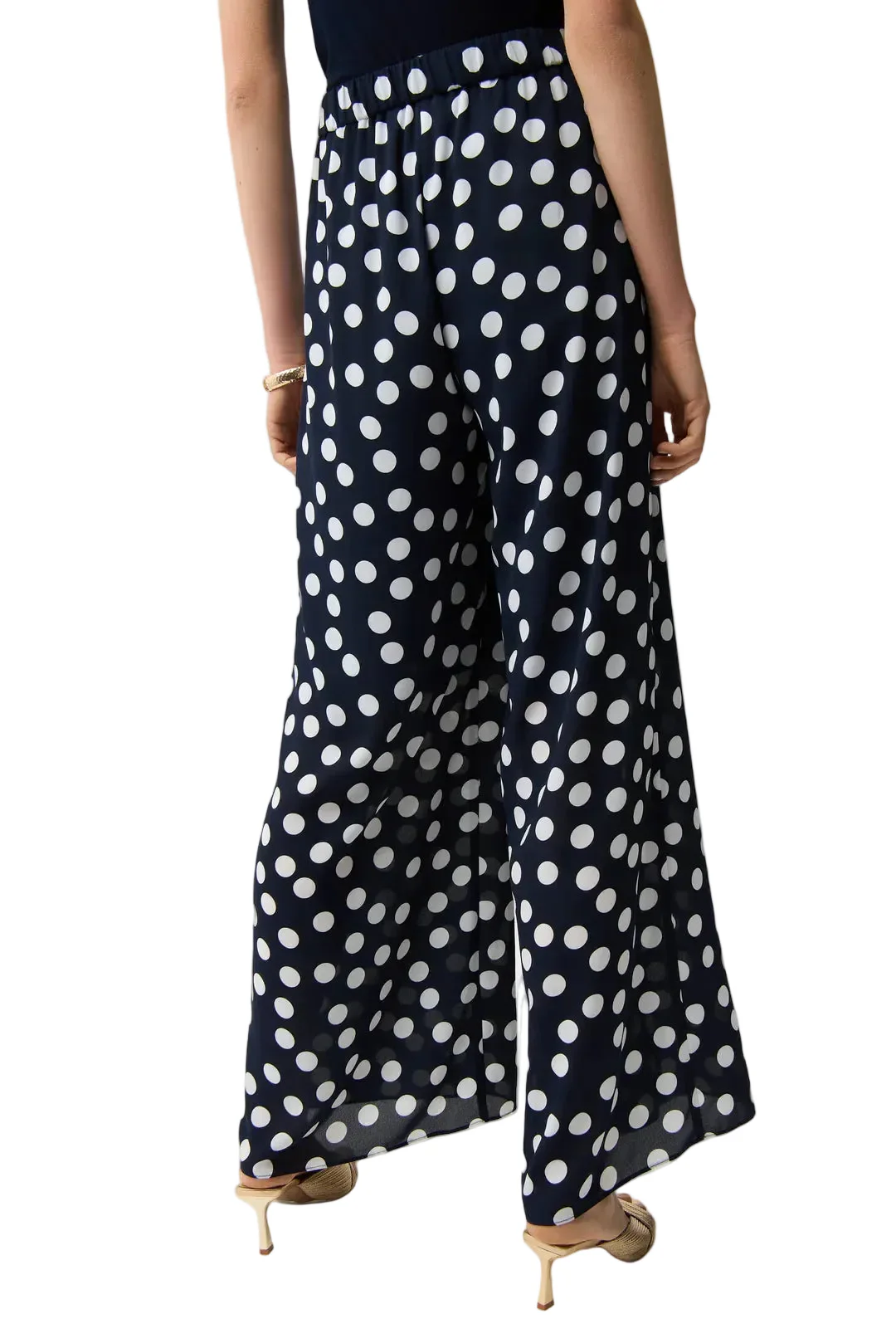 Joseph Ribkoff Dot Print Wide Leg Pants (261305)(Midnight Blue) - Image 2