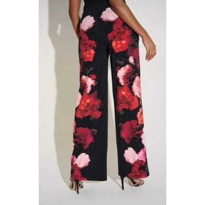 Joseph Ribkoff Floral Border Print Wide Leg Pant (253767)(Black) - Image 2
