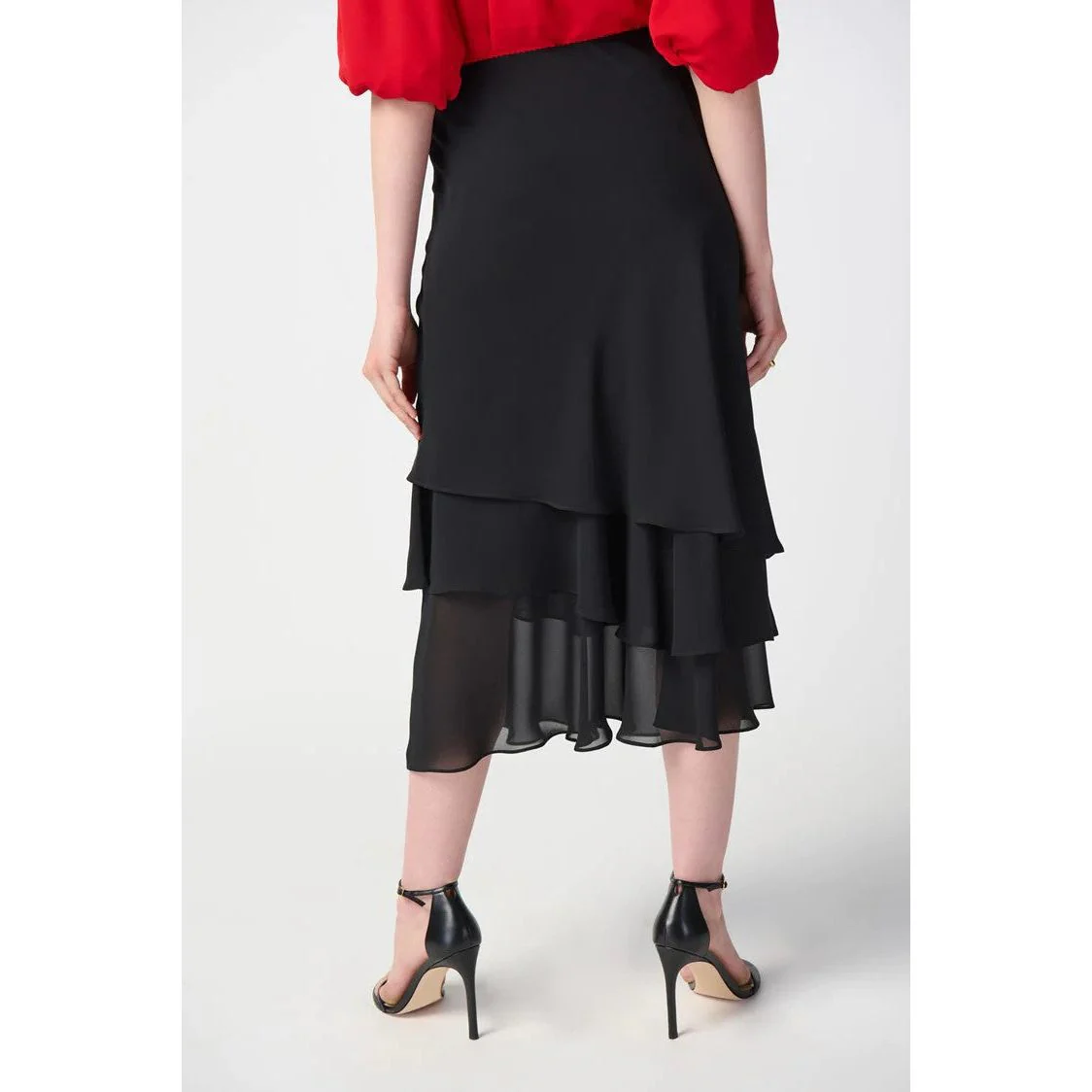 Joseph Ribkoff Layered Chiffon Skirt (241232-11) BLK - Image 3