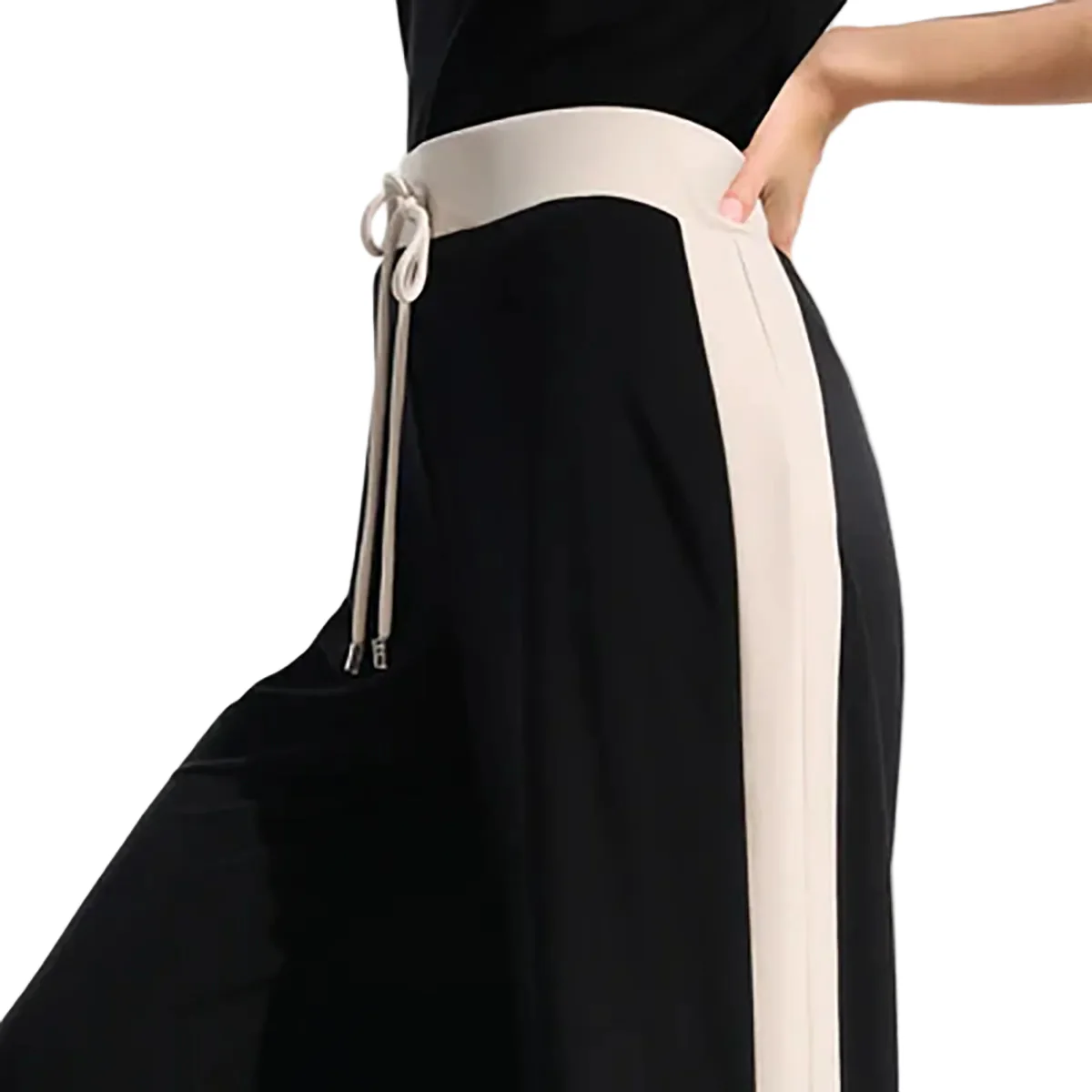 Joseph Ribkoff  Silky Knit Color Block Wide Leg Pull-On Pants (261612) (Black Moonstone ) - Image 2
