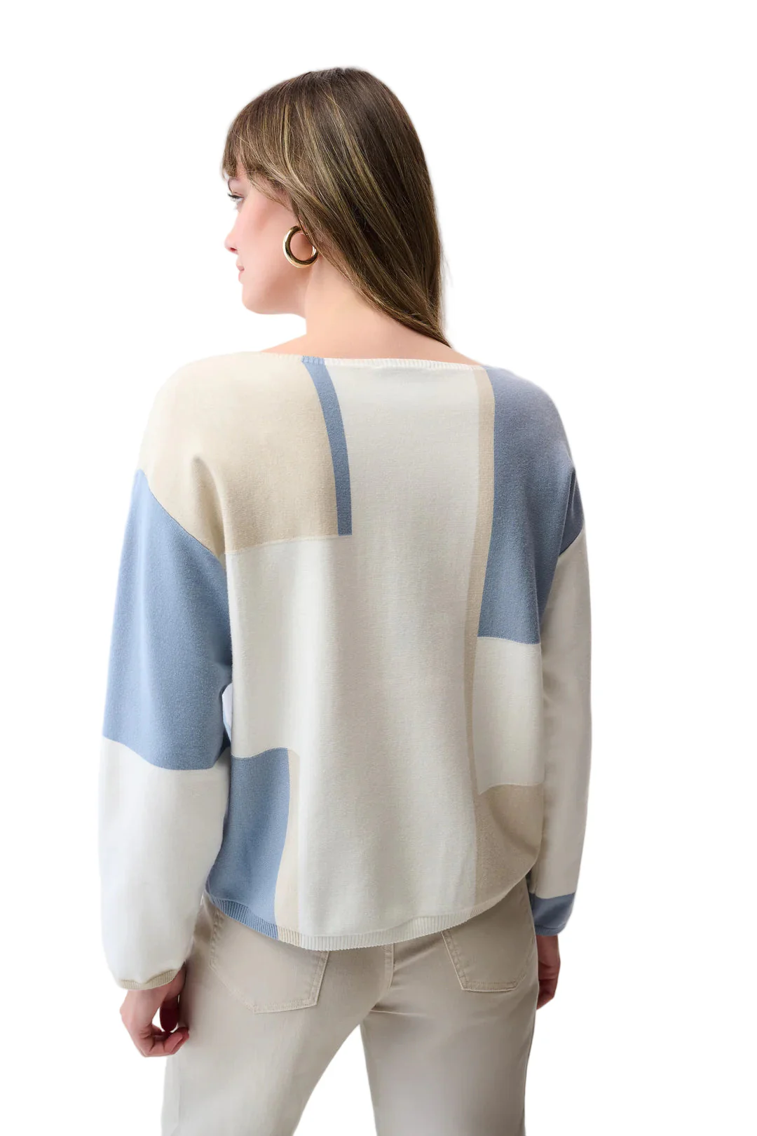 Joseph Ribkoff Color Block Pullover Sweater (WinterWht/Birch/Chambray) - Image 2