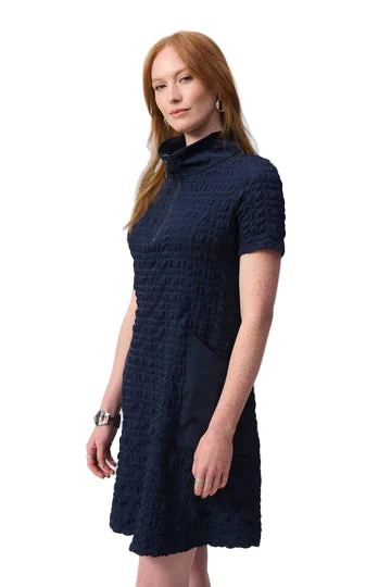 Joseph Ribkoff Bubble Jacquard A-line Dress ( 251084-2166) (Navy) - Image 2