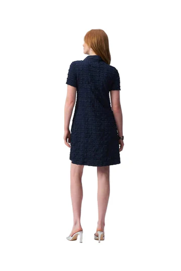 Joseph Ribkoff Bubble Jacquard A-line Dress ( 251084-2166) (Navy) - Image 3